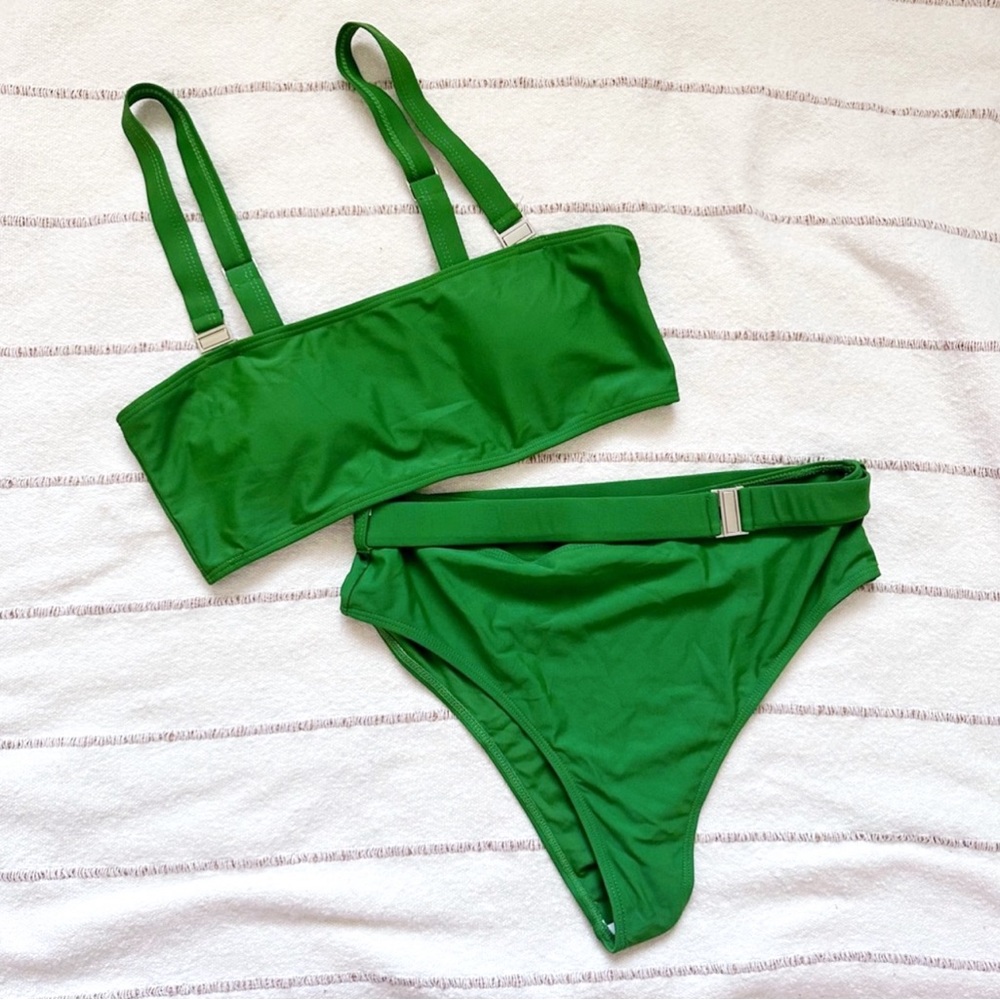 🏝️*NWOT* Green Belted Adjustable Cheeky Bikini Swim Matching Set